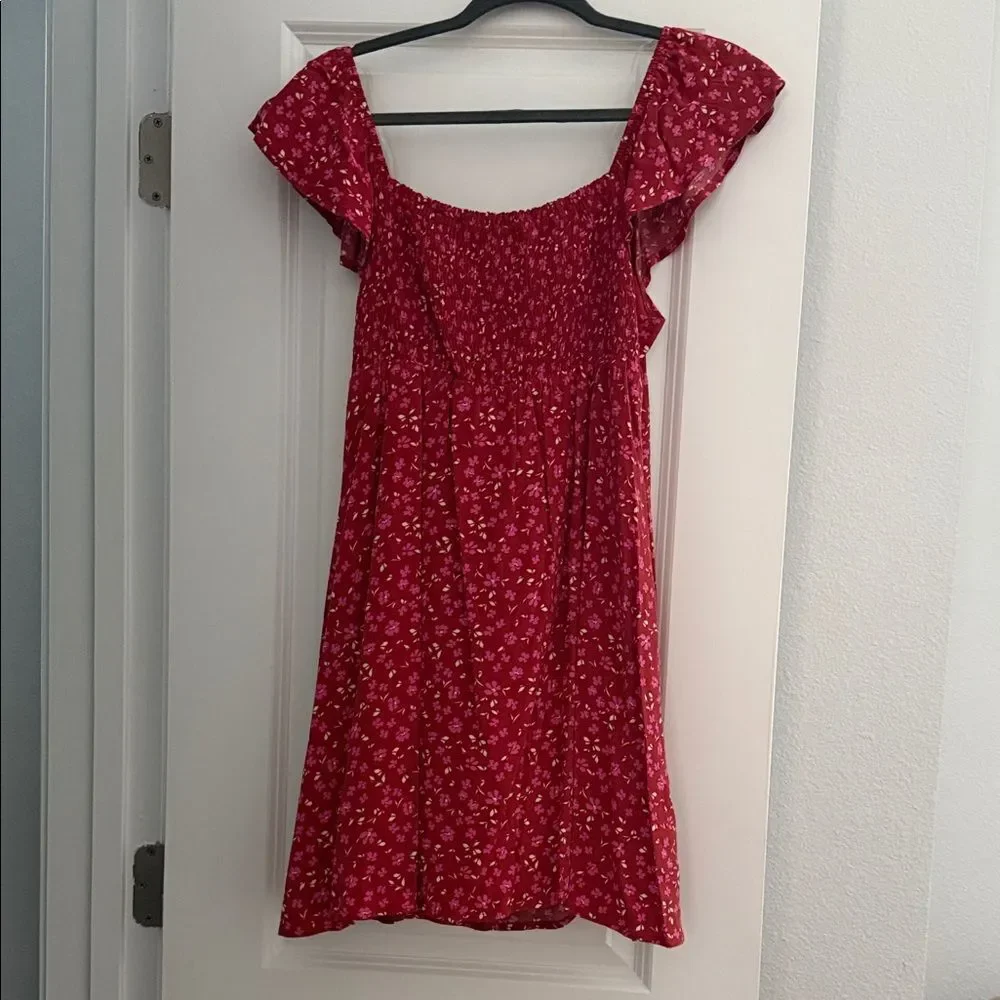 All in Favor Red Floral Mini Dress - Picture 3 of 4